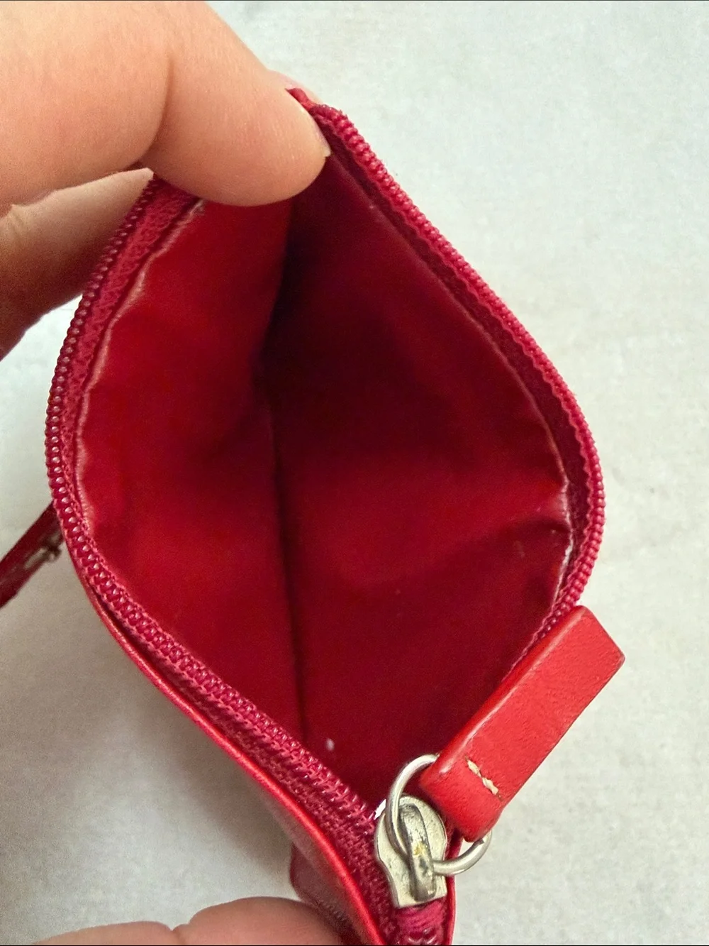 Lodis Red Leather Slim Card Wallet with Zip Closure